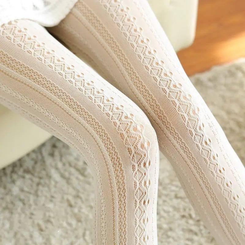 Lolita Lace Stockings Pantyhose-Milky white-4