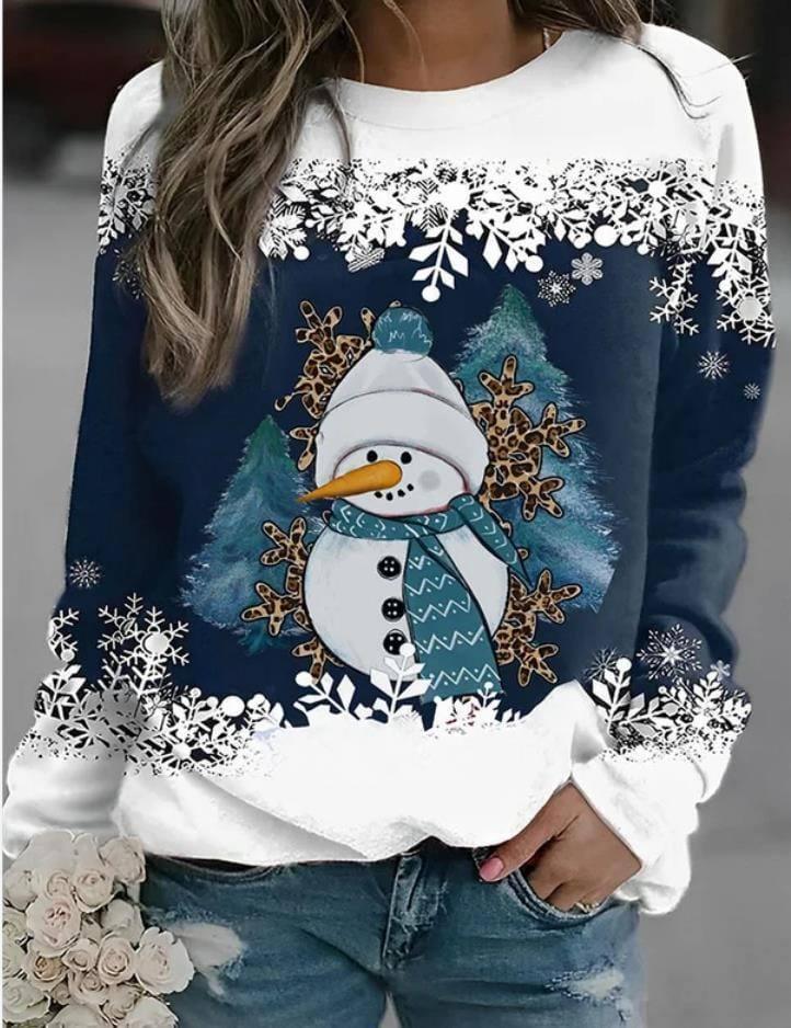 Long Sleeve Round Neck Christmas Style Sweaters Women's-Style 4-6