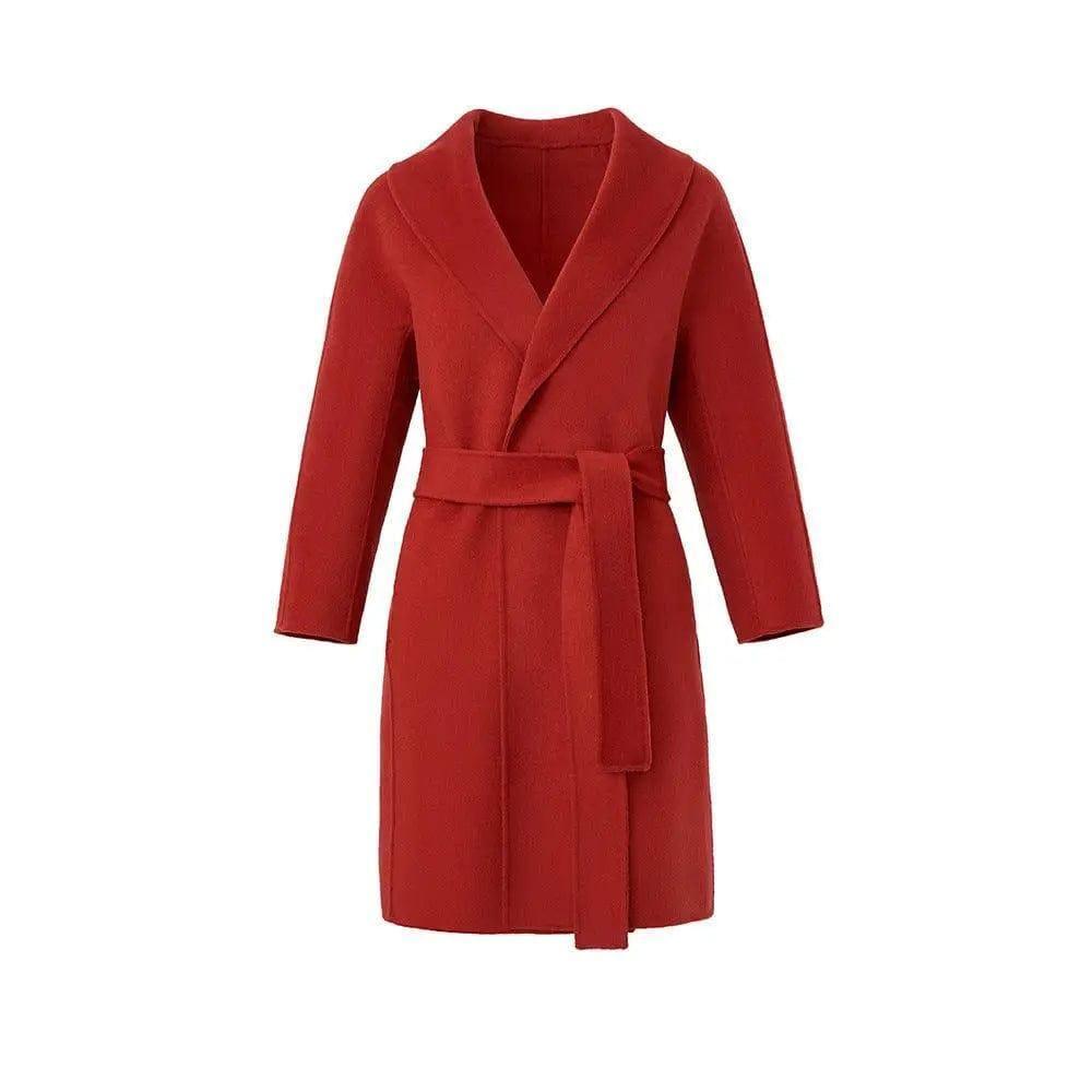 Long woolen coat-Red-3