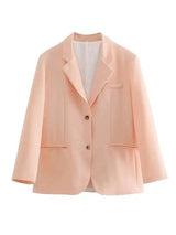 Women's Tailored Blazer and Trousers Set-Peach powder-4