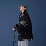 Varsity Baseball Jacket Unisex Casual Fit-Black-3