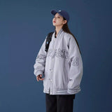 Varsity Baseball Jacket Unisex Casual Fit-Grey-6