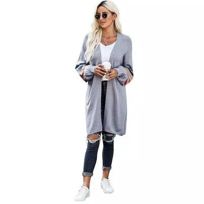 Women's Casual Long Sleeve Knit Cardigan-Grey-5