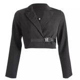 Blazer feminine V-neck-Black-1