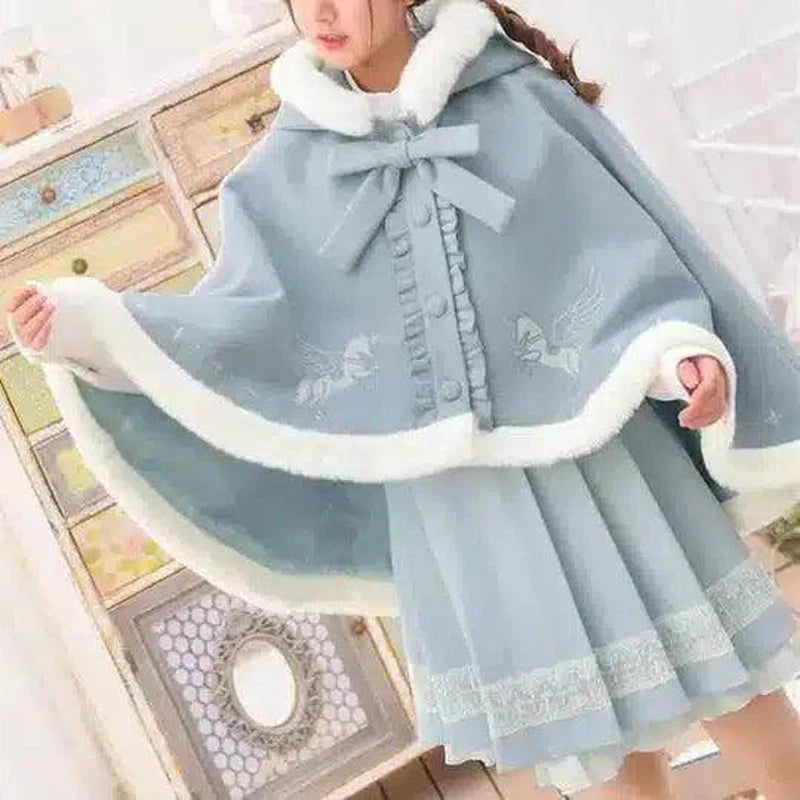 BLUE UNICORN HOODIE PONCHO-Blue-2