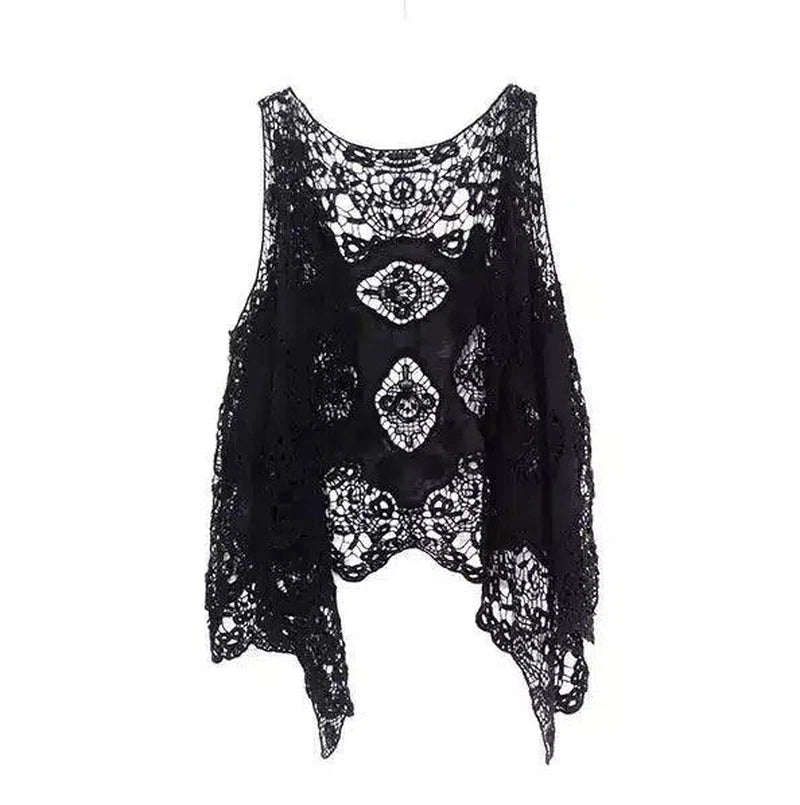 Bohemian crochet lace cardigan-black-6