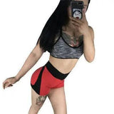 Bottoming love stitching slim yoga pants three points shorts-5