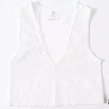 Women's Knit Sleeveless V-Neck Sweater Vest-White-2