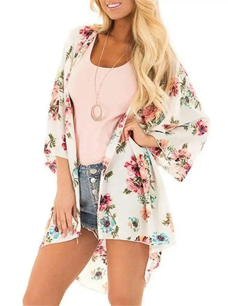 LOVEMI - Lovemi - Chiffon Printed Cardigan Sunscreen Long Kimono