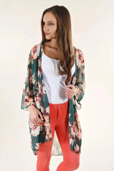 Floral Kimono Cardigan for Women-Green-5