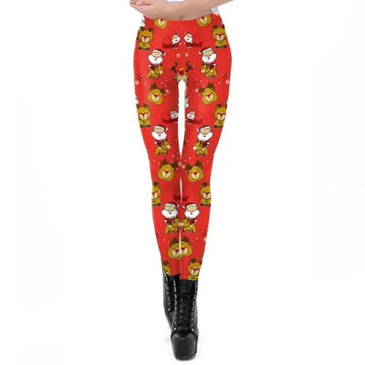 Festive Christmas Themed Leggings for Women-K067-4