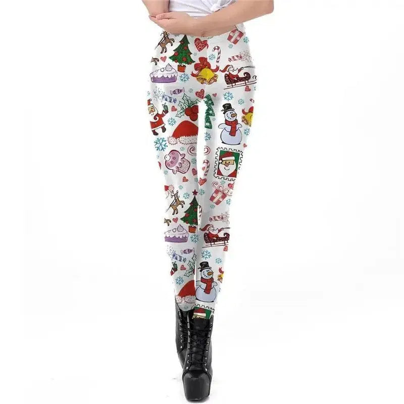 Festive Christmas Themed Leggings for Women-K066-5