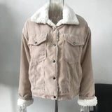 LOVEMI - Lovemi - Corduroy lambskin padded jacket long