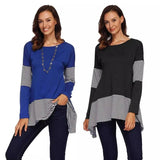 Women's Striped Hem Long Sleeve Tunic Top-1