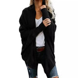 Women's Knit Cardigan Open Front Sweater-Black-2