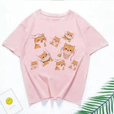 Cartoon Dog Print Casual T-Shirt Unisex-5pink-3