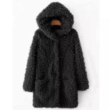 Fuzzy Hooded Women's Winter Coat-Black-3