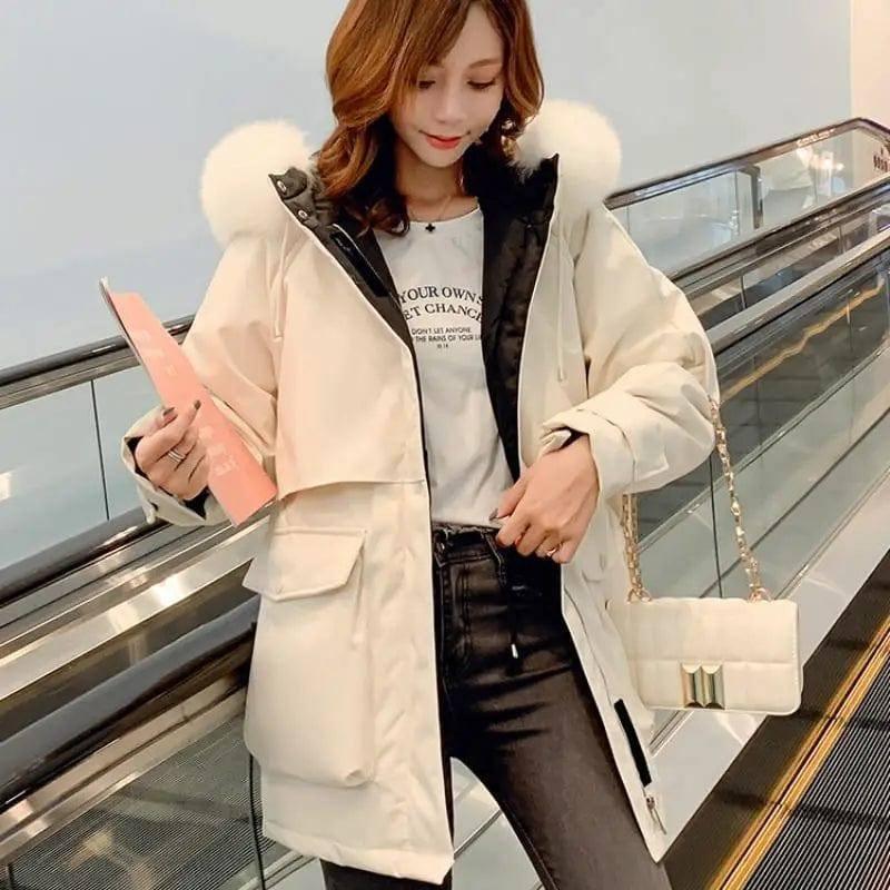 Fashion Hooded Faux Fur Collar Women's Clothing Big Pocket-1