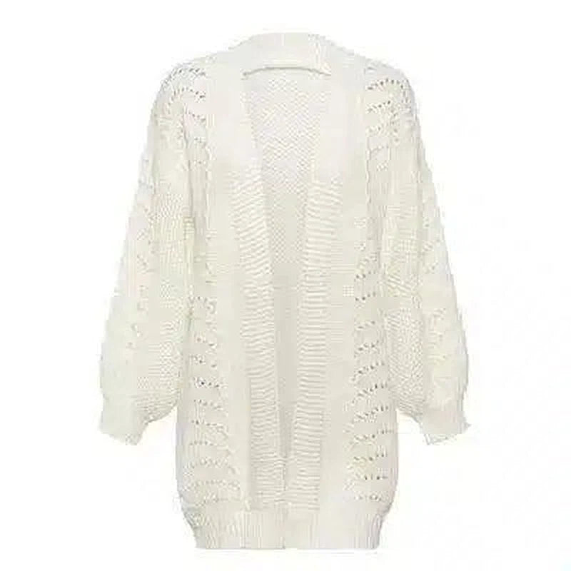 Women's Knit Cardigan Sweater Lightweight-White-2