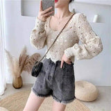 Women's Puff Sleeve Lace Blouse-1