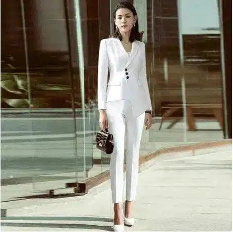 LOVEMI - Lovemi - Fashion Temperament Ladies White Casual Small Suit