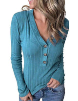 LOVEMI - Lovemi - Fashion Temperament V-neck Pullover Solid Color