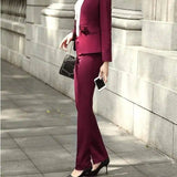 LOVEMI - Lovemi - Fashion Wine Red Suit Small Sormal Overalls