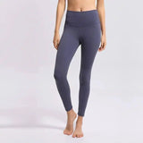 Fitness high waist tight cropped trousers-Light purple gray-3