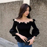 Women's Ruffled Off-Shoulder Bell Sleeve Top-1