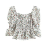 Women's Floral Smocked Puff Sleeve Top-1