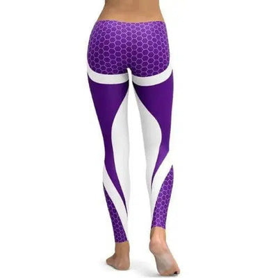 Geometric Honeycomb Digital Printing Pants, Yoga Pants,-Purple-8