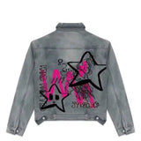 LOVEMI - Lovemi - Hand drawn doodle happy denim jacket