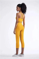 High Waist Sports Slim Fitness Yoga Pants-Yellow suit-17