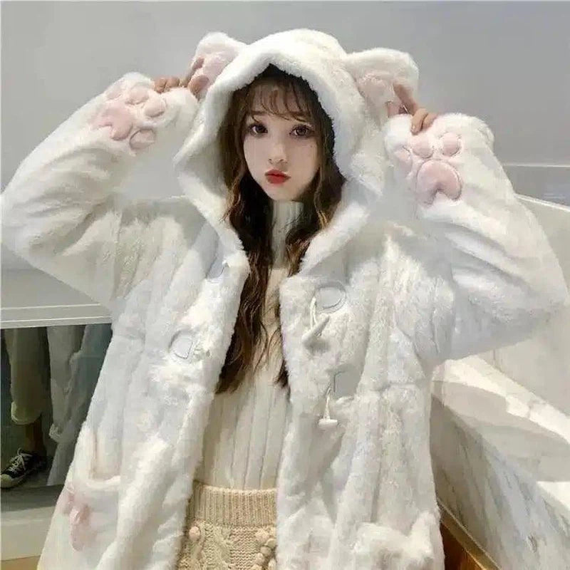 LOVEMI - Lovemi - Hooded Cute Cat Ears Cotton Padded Coat Women