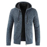 Hooded Solid Color Plus Size Fashionable Sweater Coat-Blue-2