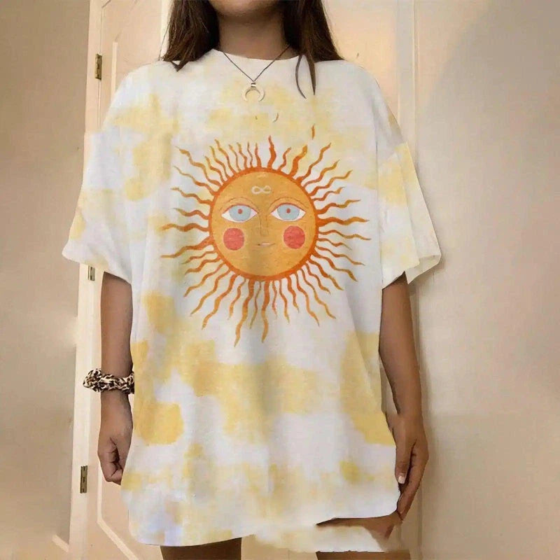 Sun Print Oversized T-Shirt-Photo Color-6