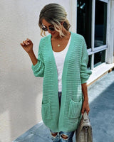 Women's Knit Cardigan with Pockets-Green-12