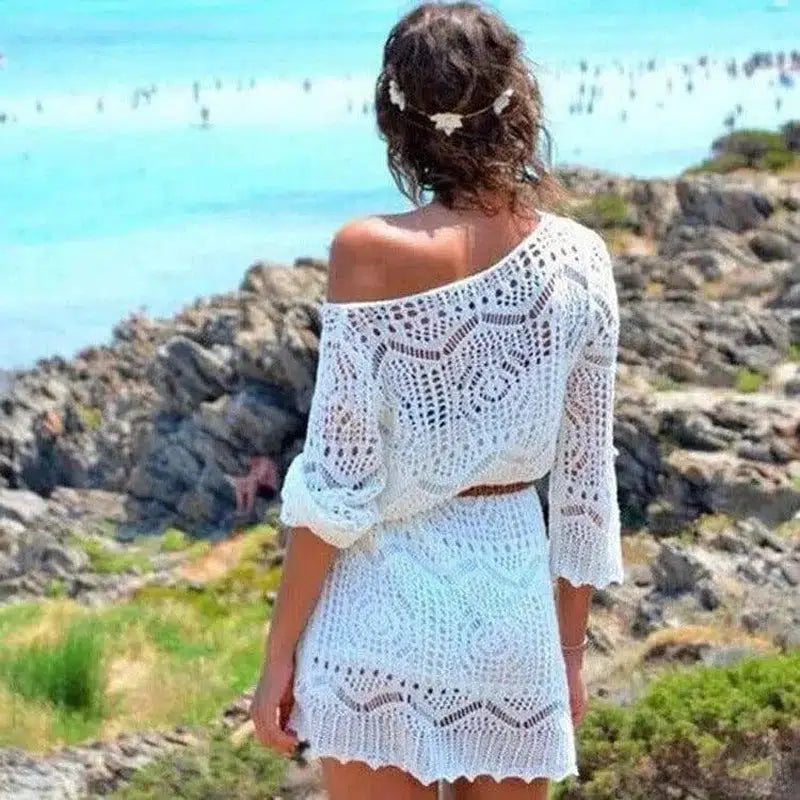 Knitted Hollow-out Beach Dress-10