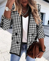 Women's Sequin & Plaid Blazers - Fashion Jackets-Houndstooth-2