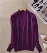 Long Sleeve Turtleneck Sweater for Women-Violet-2