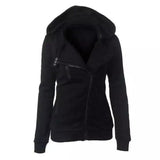 Women's Zip-Up Hooded Jacket with Pockets-Black-5