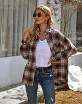 LOVEMI - Lovemi - Lapel Loose Casual Shirt Large Plaid Jacket