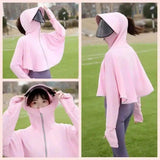 UV Protection Face Shield Hoodie for Outdoor Wear-Pink-6