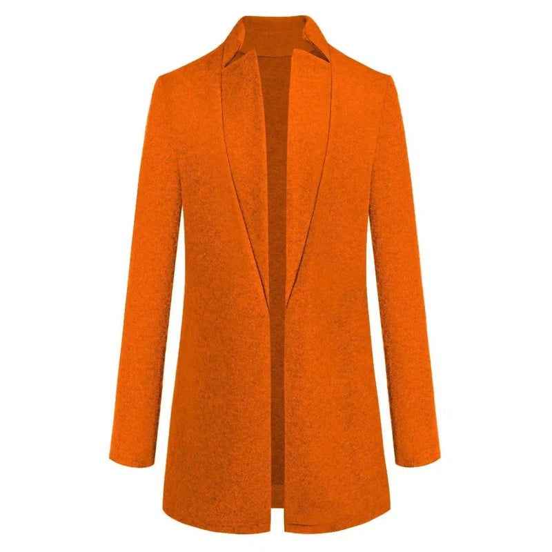 Chic Plus Sized Longline Blazer for All Seasons-Orange-6