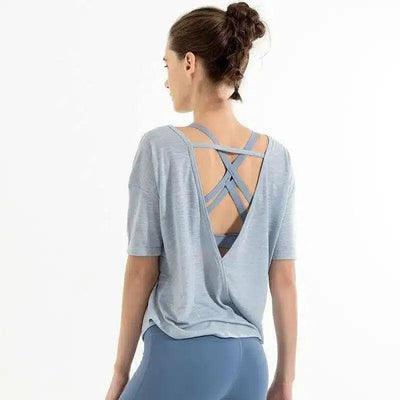 Loose hollow beauty back yoga suit-1