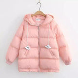 Loose Hooded Cotton Jacket Student Cotton Jacket-Pink-3