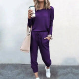 LOVEMI - Lovemi - Loose Solid Color Long Sleeve Casual Set