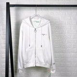 Oil painting zipper sweater arrow hoodie-White-2