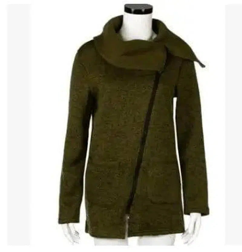 Plus Velvet Sweater Female Wool Sweater Coat-Dark green-7