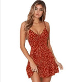 Polka-dot lace-up fashion dress-Red-14